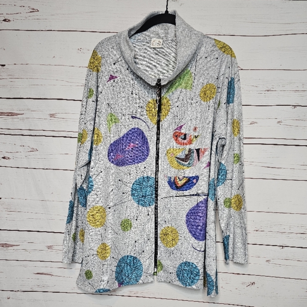 Et' Lois Wearable Art Front Zip Colorful Patterned Women's Jacket